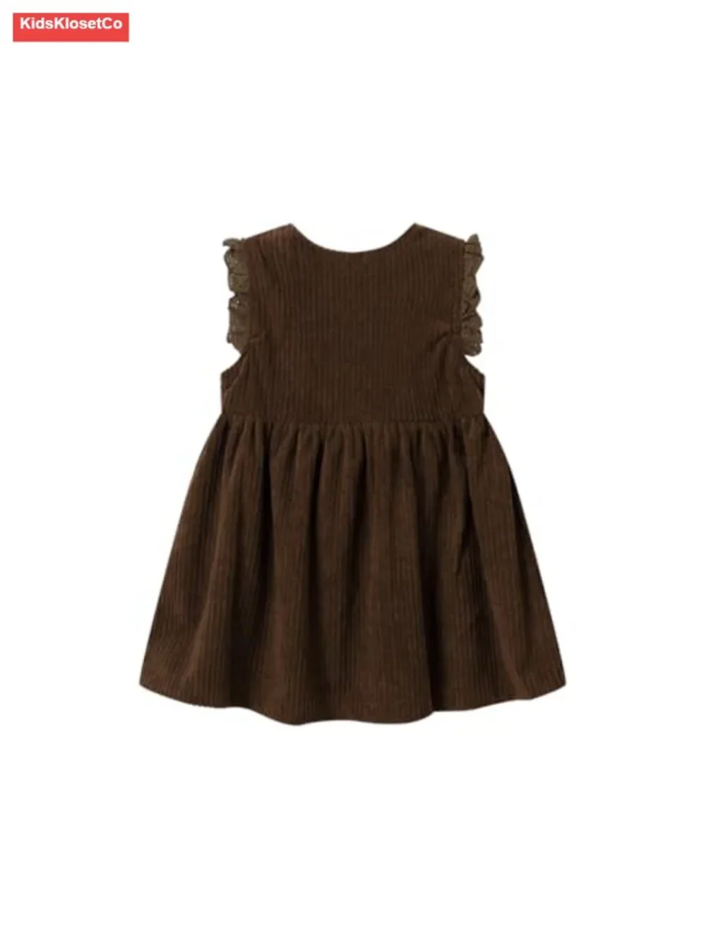Girls Corduroy Jumper Dress with Embroidered Pockets Sleeveless